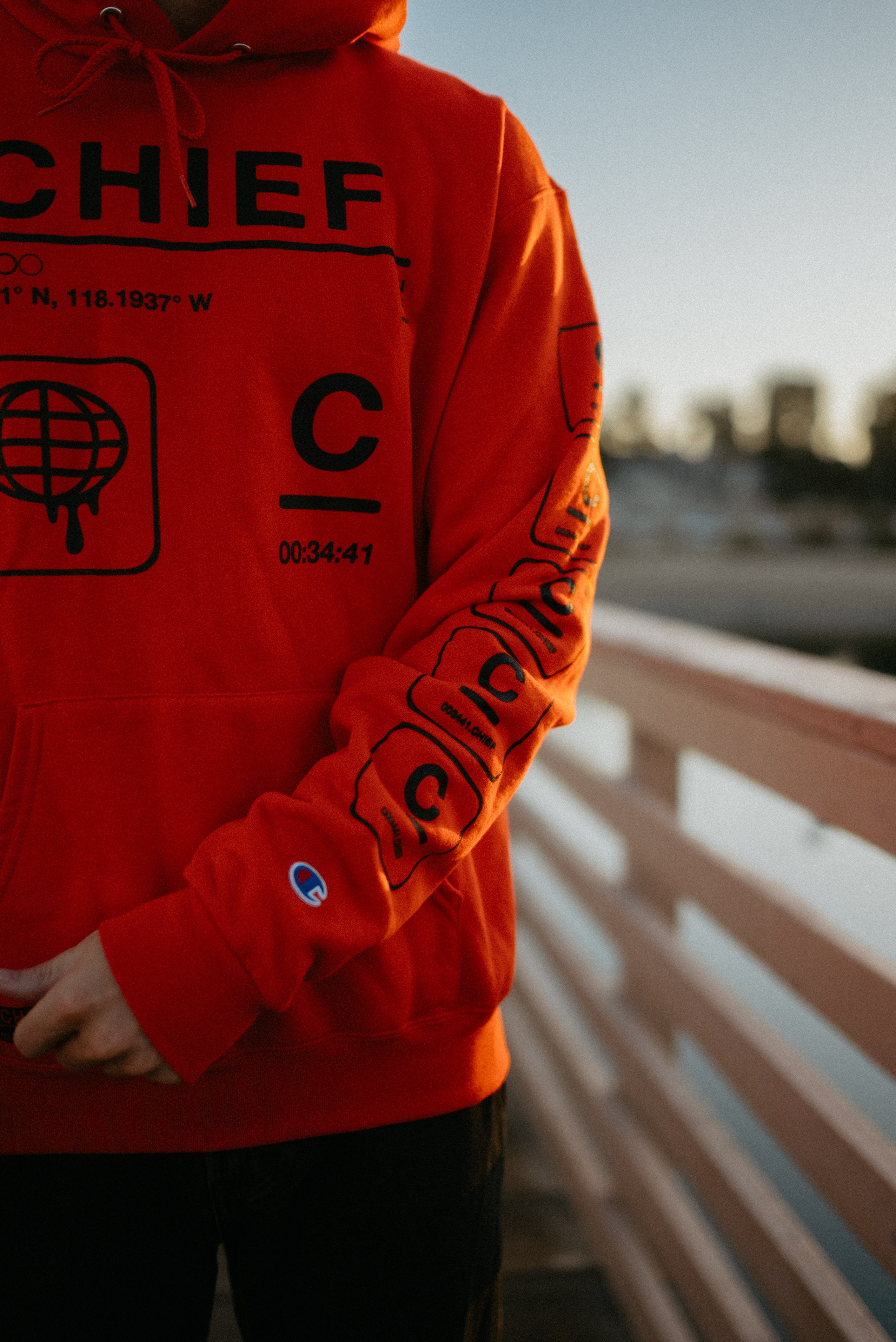 BLAZE ORANGE CHIEF X CHAMPION ECO® AUTHENTIC HOODIE – CHIEF BAND