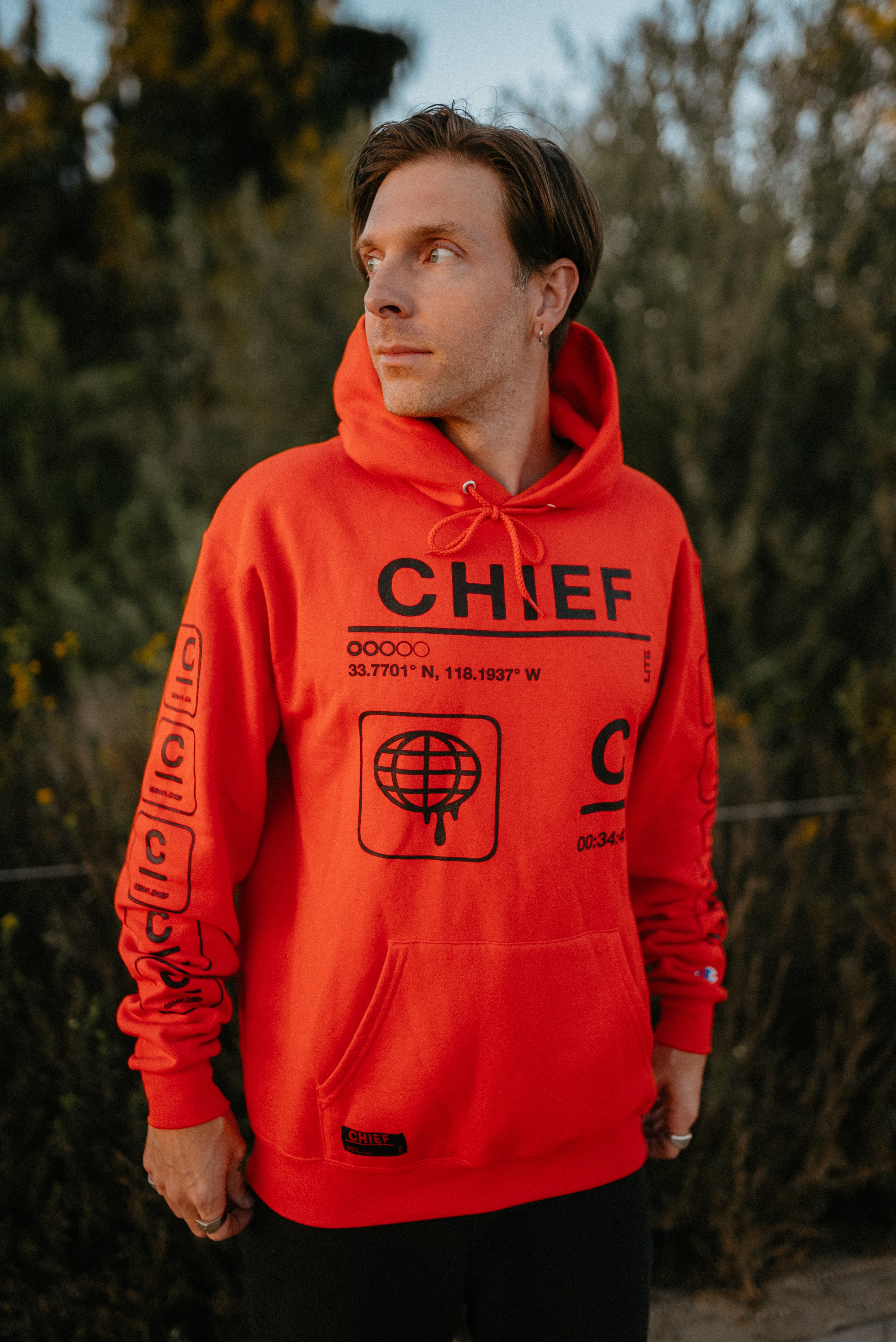 BLAZE ORANGE CHIEF X CHAMPION ECO® AUTHENTIC HOODIE – CHIEF BAND